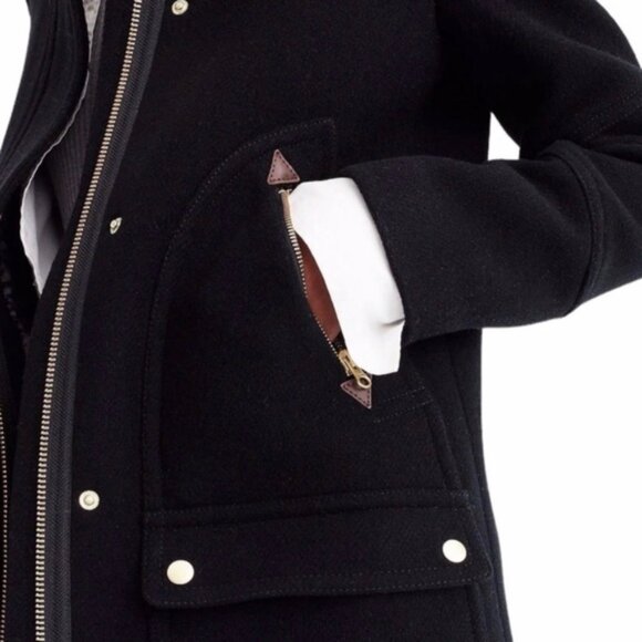 J. Crew Chateau Parka in Italian Stadium-Cloth Wool Black Size 00 - Picture 5 of 10